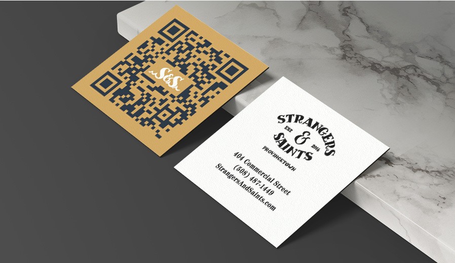 Strangers Saints QR code does double duty as the taverns business card